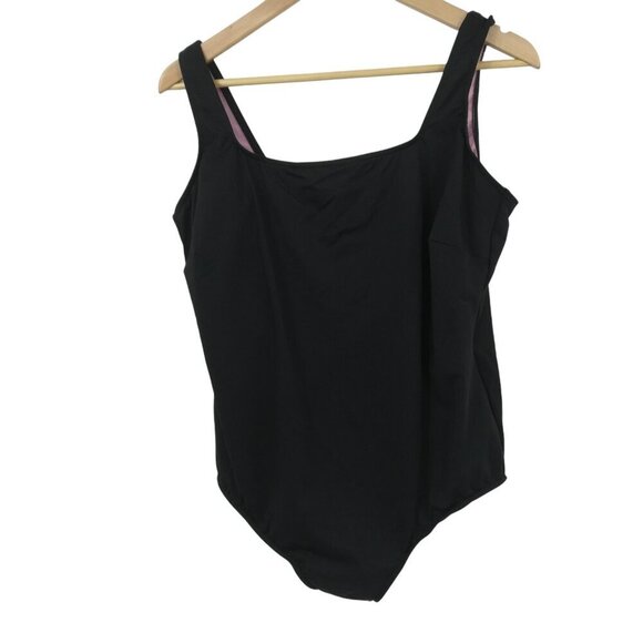 Lands End Black Slimming One Piece Tank Swimsuit Size 22W Plus Solid Classic - Picture 1 of 11